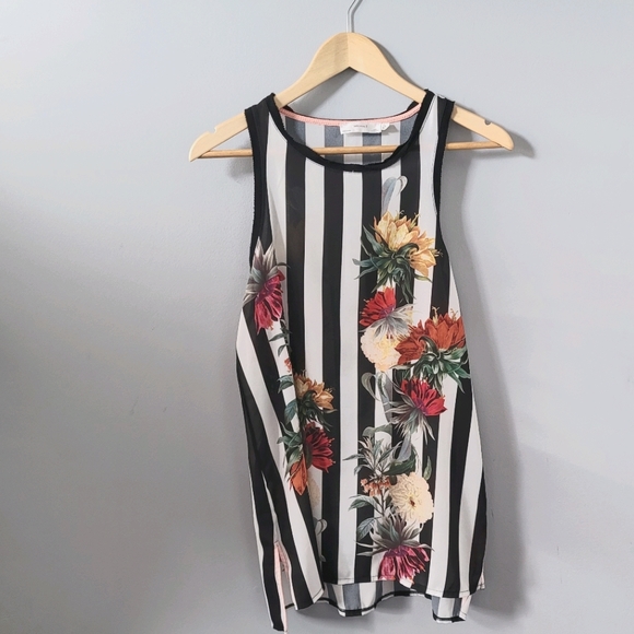 Zara Sleeveless Floral Striped Blouse - Picture 1 of 5